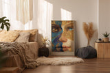 Paul Sinus Wandbild in 40x60cm The Hidden Spell detailreiches abstraktes Porträt zweier Gesichter in Blauund Goldtönen