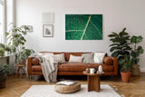Sinus Art Wandbild 120x80cm Makroaufnahme eines grünen Blattes mit klarer Aderstruktur – faszinierend natürlich