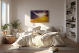 Sinus Art Wandbild 120x80cm Sonnenuntergang taucht Bergwiese in goldenes Licht mit dramatischem Himmel