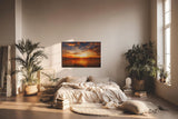 Sinus Art Wandbild 120x80cm Imposanter Sonnenuntergang mit Spiegelungen auf der Wasseroberfläche und fliegenden Vögeln