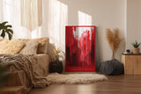 Paul Sinus Wandbild in 40x60cm The Red Veil – Abstraktes Kunstwerk mit dynamischen Linien in kräftigen Rottönen