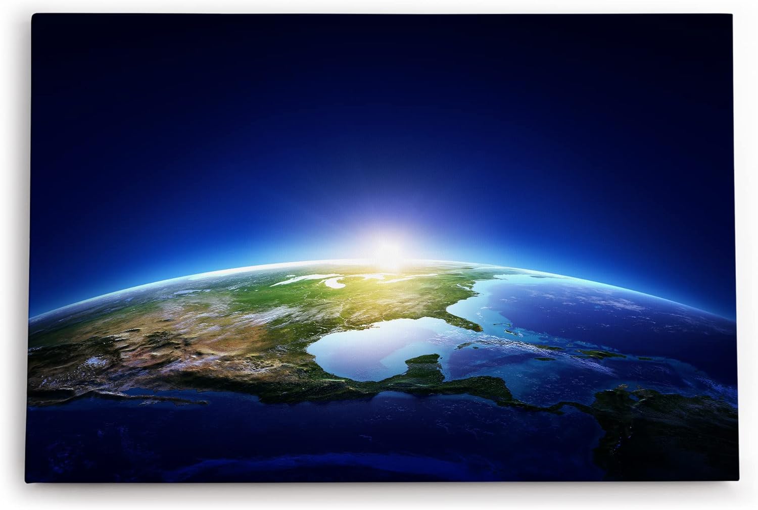 Paul Sinus Wandbild 120x80cm Erde Weltraum Sonnenaufgang Planet Satellitenaufnahme