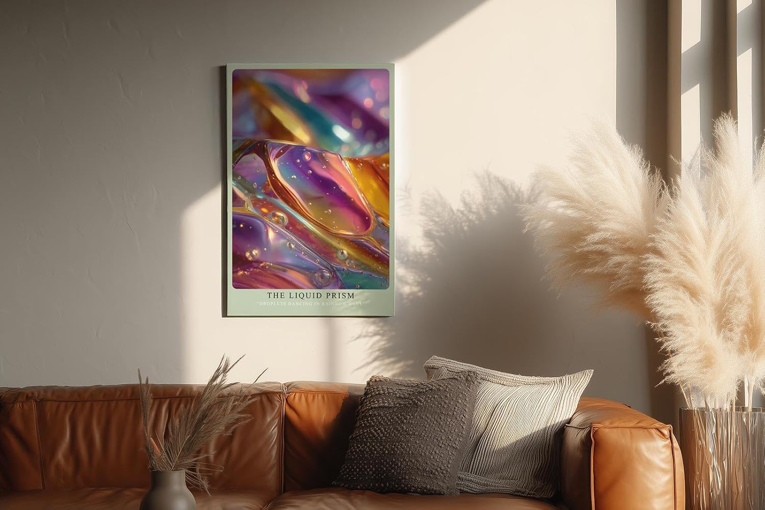 Paul Sinus Wandbild in 40x60cm The Liquid Prism – abstraktes Farbmotiv mit regenbogenfarbenem Glanz und fließender Struktur für moderne Raumgestaltung