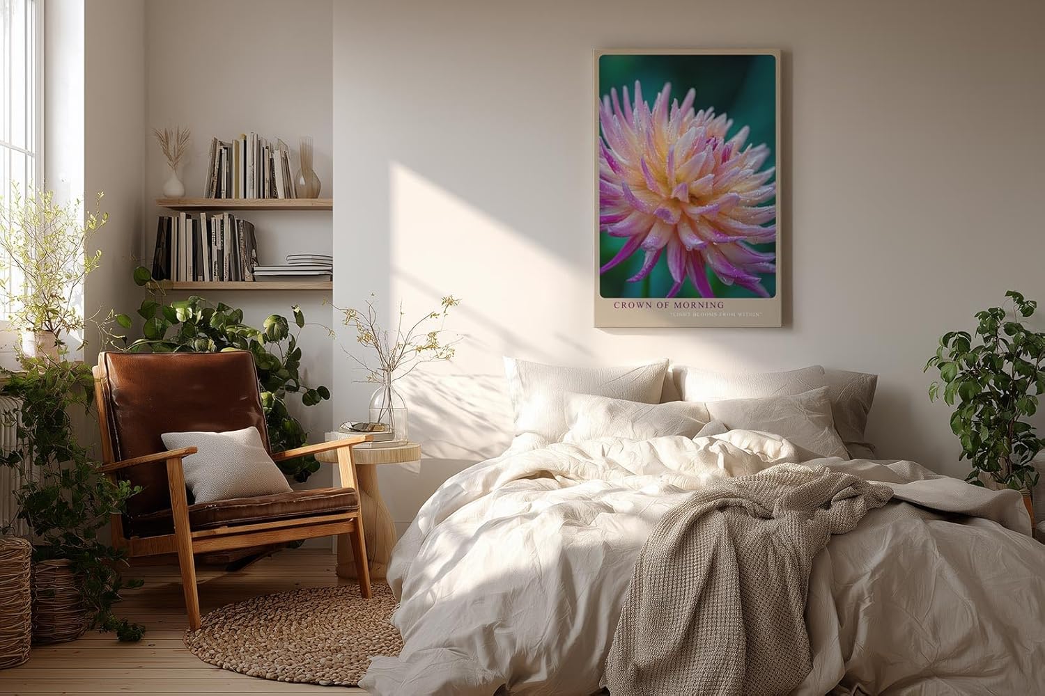 Paul Sinus Wandbild in 40x60cm Crown of Morning – leuchtendes Blütenporträt mit zarten Tautropfen in warmen Farbtönen für frische Wohnakzente