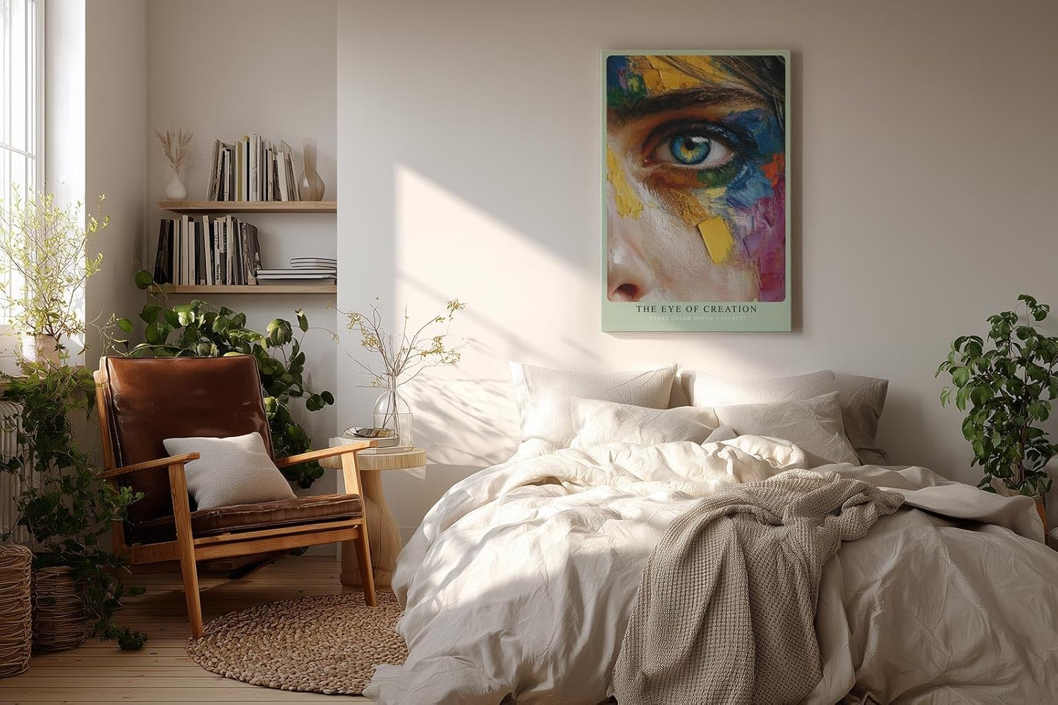 Paul Sinus Wandbild in 40x60cm The Eye of Creation – künstlerisches Augenporträt mit farbintensiver Malstruktur für kreative Raumgestaltung