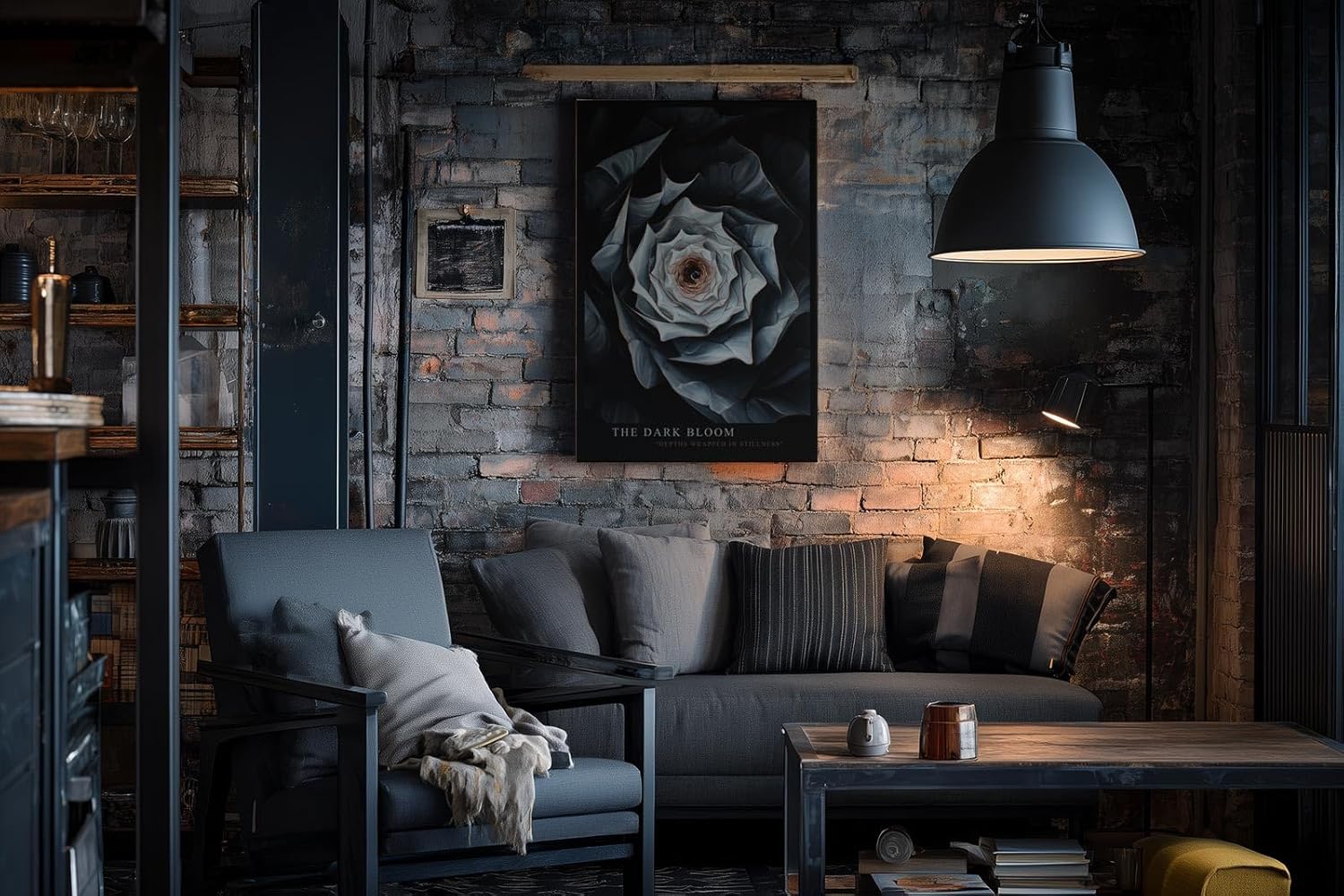 Paul Sinus Wandbild in 40x60cm The Dark Bloom – Detailliertes Blumenmotiv in dunklen und kühlen Farbtönen