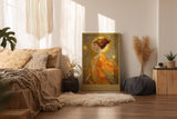 Paul Sinus Wandbild in 40x60cm The Golden Hour mit eleganter Frau in goldener Robe vor strahlendem Kreis für luxuriöse Wandgestaltung
