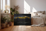 Sinus Art Wandbild 120x80cm Der gelbe Sportwagen im Profil wirkt edel, zeitlos und ausdrucksstark in seiner Präsentation