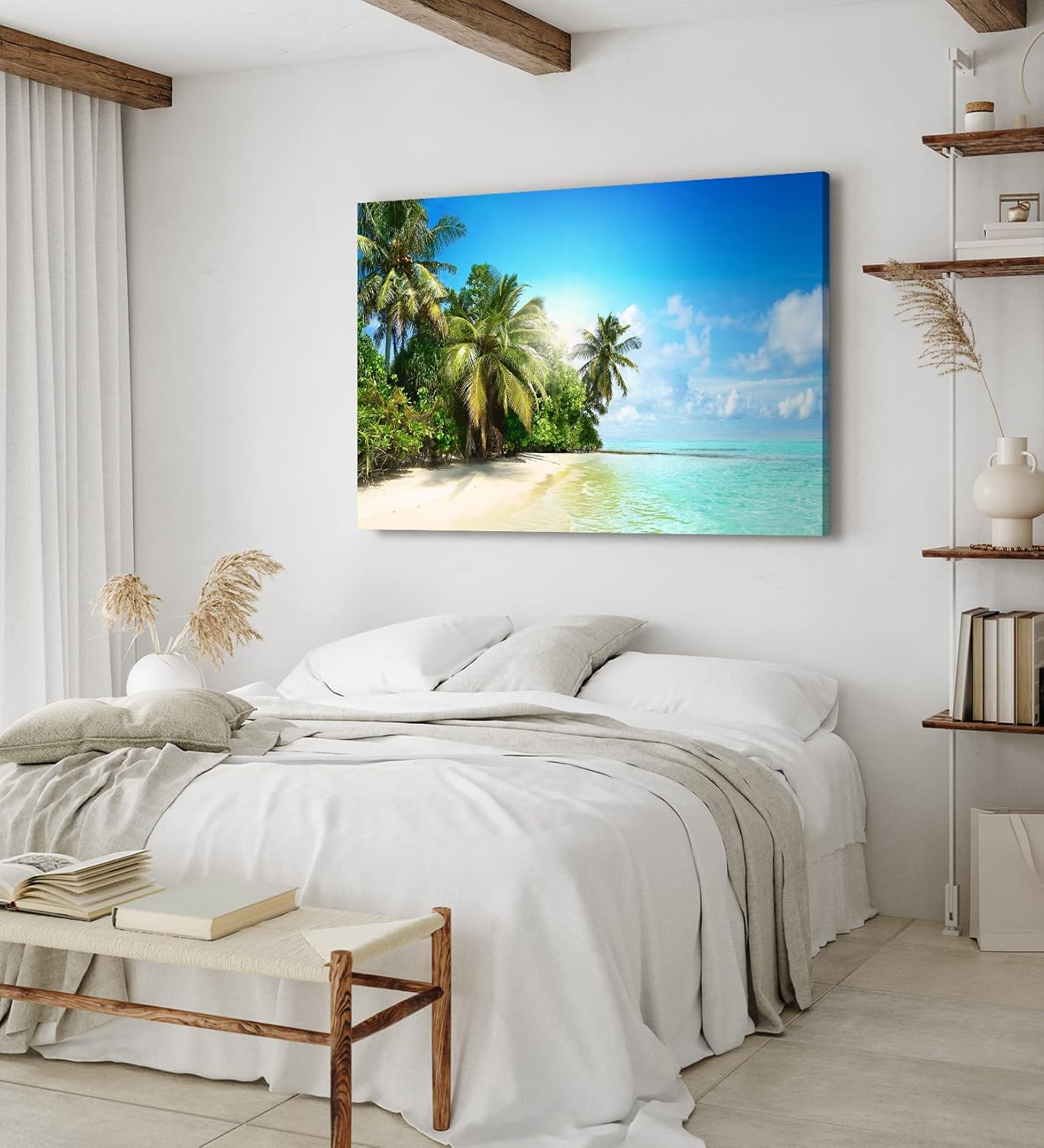 Wandbild 120x80cm Karibik Südsee Palmen Strand Meer Sommer Sonne