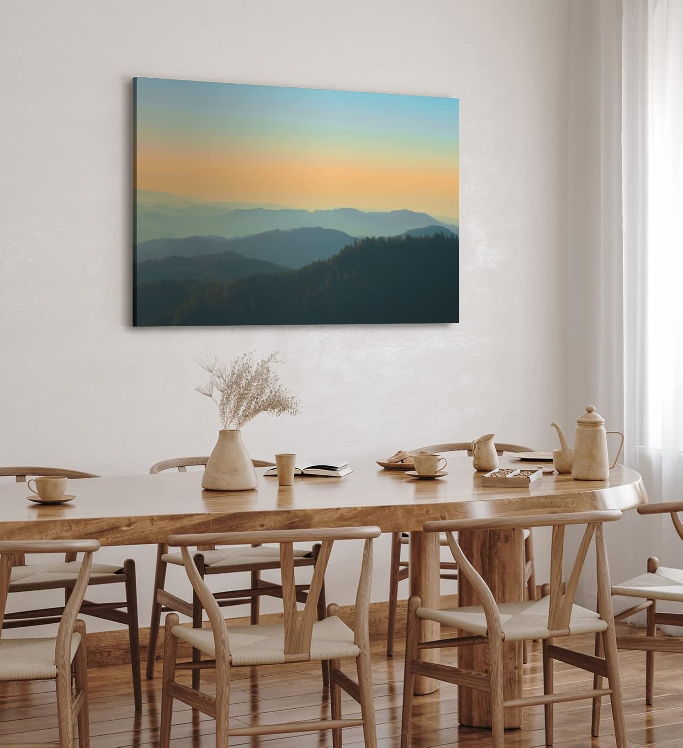 Paul Sinus Wandbild 120x80cm Berglandschaft Berge Gebirge Tannen Natur Sonnenuntergang