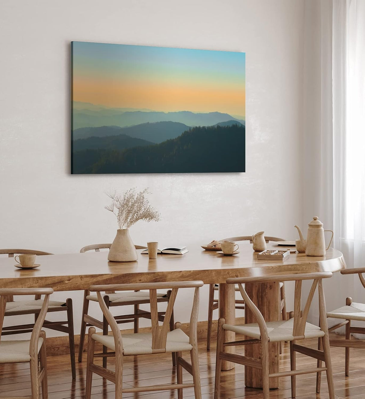 Paul Sinus Wandbild 120x80cm Berglandschaft Berge Gebirge Tannen Natur Sonnenuntergang