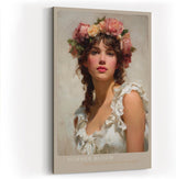 Paul Sinus Wandbild in 40x60cm Summer Bloom romantisches Porträt einer jungen Frau mit Rosenkranz im Haar in zarten Farbtönen