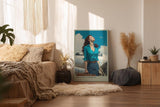 Paul Sinus Wandbild in 40x60cm The Long Goodbye mit stilvoller Frau vor silbernem Flugzeug und Blick in den Himmel für elegante Wandgestaltung