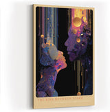 Paul Sinus Wandbild in 40x60cm The Kiss Between Stars – abstrakte Silhouetten im kosmischen Lichtspiel, kunstvolle Darstellung von Nähe und Universum