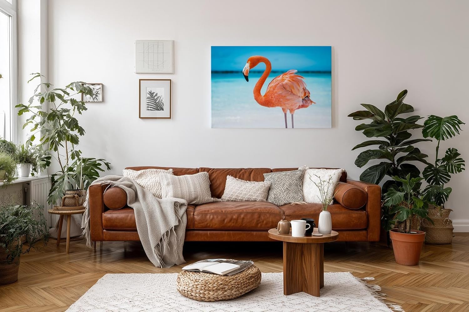 Sinus Art Wandbild 120x80cm Exotisches Flamingo-Motiv sorgt für tropisches Flair und Sommerstimmung im Raum