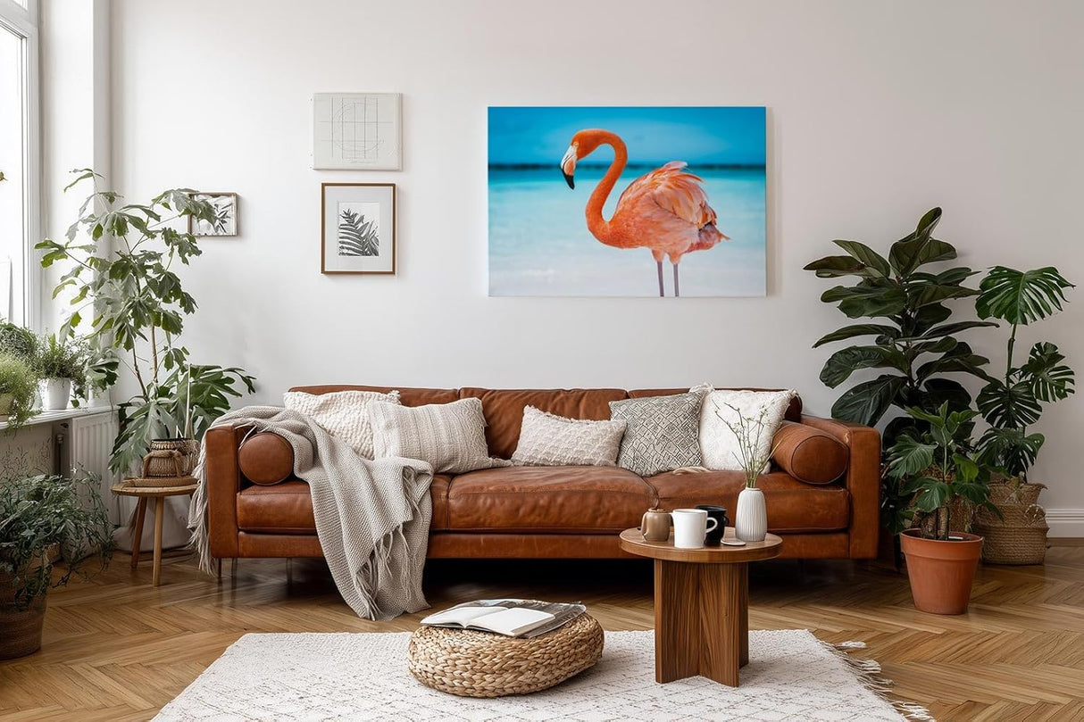 Sinus Art Wandbild 120x80cm Exotisches Flamingo-Motiv sorgt für tropisches Flair und Sommerstimmung im Raum