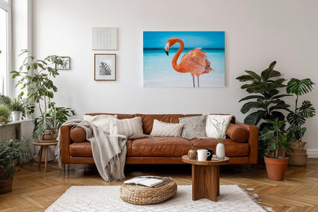 Sinus Art Wandbild 120x80cm Exotisches Flamingo-Motiv sorgt für tropisches Flair und Sommerstimmung im Raum