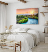 Paul Sinus Wandbild 120x80cm Clutha River Neuseeland Fluss Sonnenuntergang Berge Natur