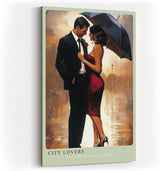 Paul Sinus Wandbild in 40x60cm City Lovers – romantische Stadtszene bei Regen mit elegantem Paar unter einem Regenschirm für stilvolle Raumgestaltung