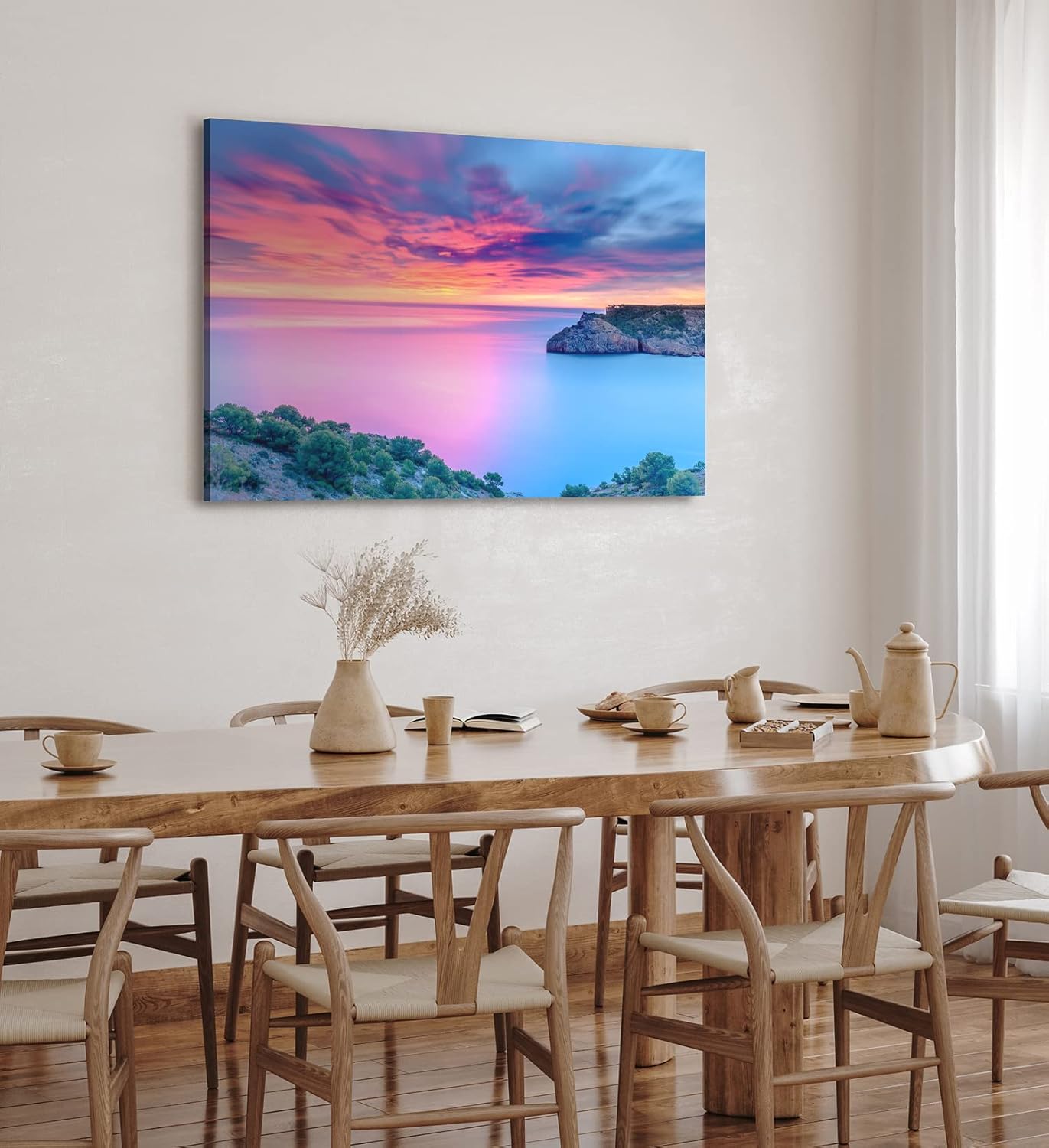 Paul Sinus Wandbild 120x80cm Abendröte über den Meer Sonnenuntergang Klippen Küste