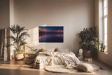 Sinus Art Wandbild 120x80cm Spektakuläre Alpenkulisse mit reflektierendem Wasser und leuchtenden Bergspitzen