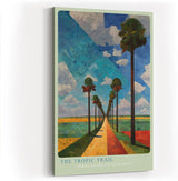 Paul Sinus Wandbild in 40x60cm The Tropic Trail mit farbintensiver Palmenallee und geometrischem Himmel für lebendige Raumgestaltung