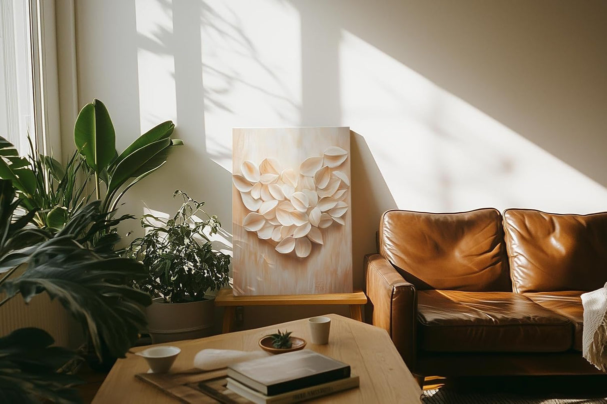 Paul Sinus 60x90cm Wandbild Herz aus Blütenblättern – Emotionale Wanddekoration mit natürlicher Blume