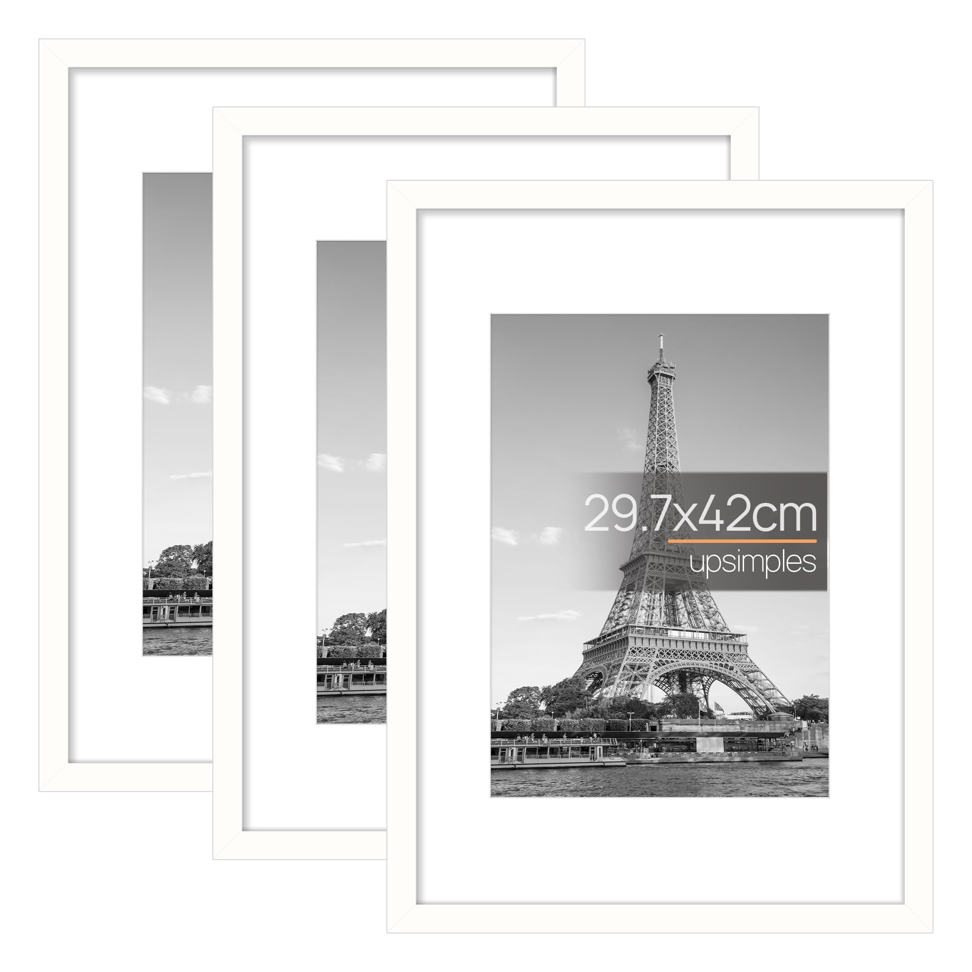 upsimples 3 Pack Bilderrahmen A4 Holz, Picture Frame Holz für Fotos, Bilder, Poster