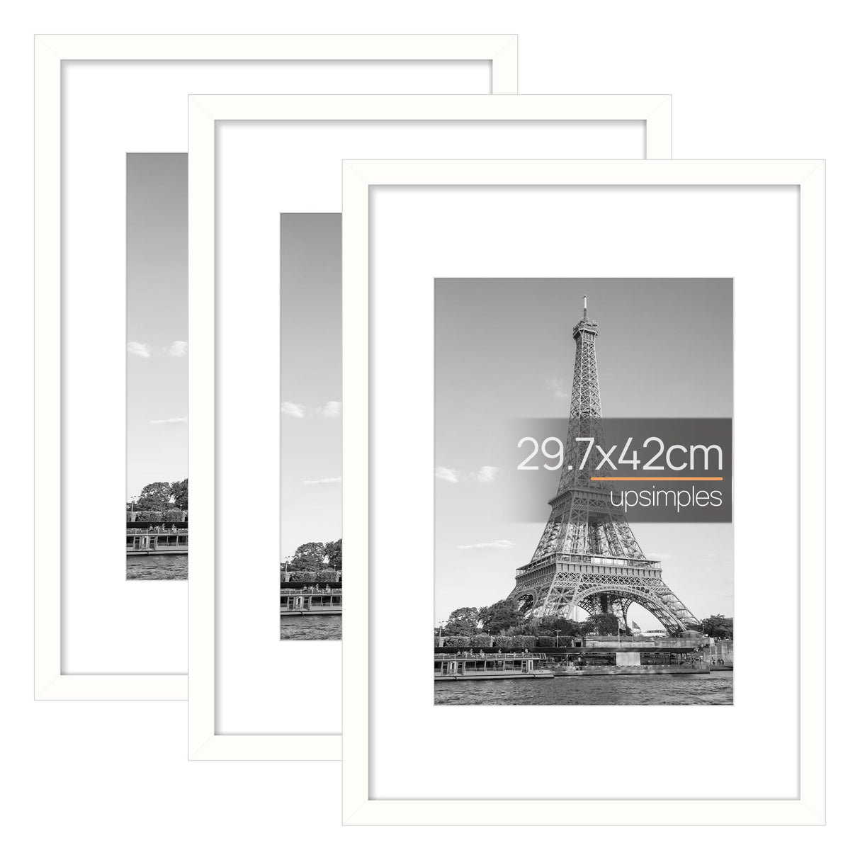 upsimples 3 Pack Bilderrahmen A4 Holz, Picture Frame Holz für Fotos, Bilder, Poster