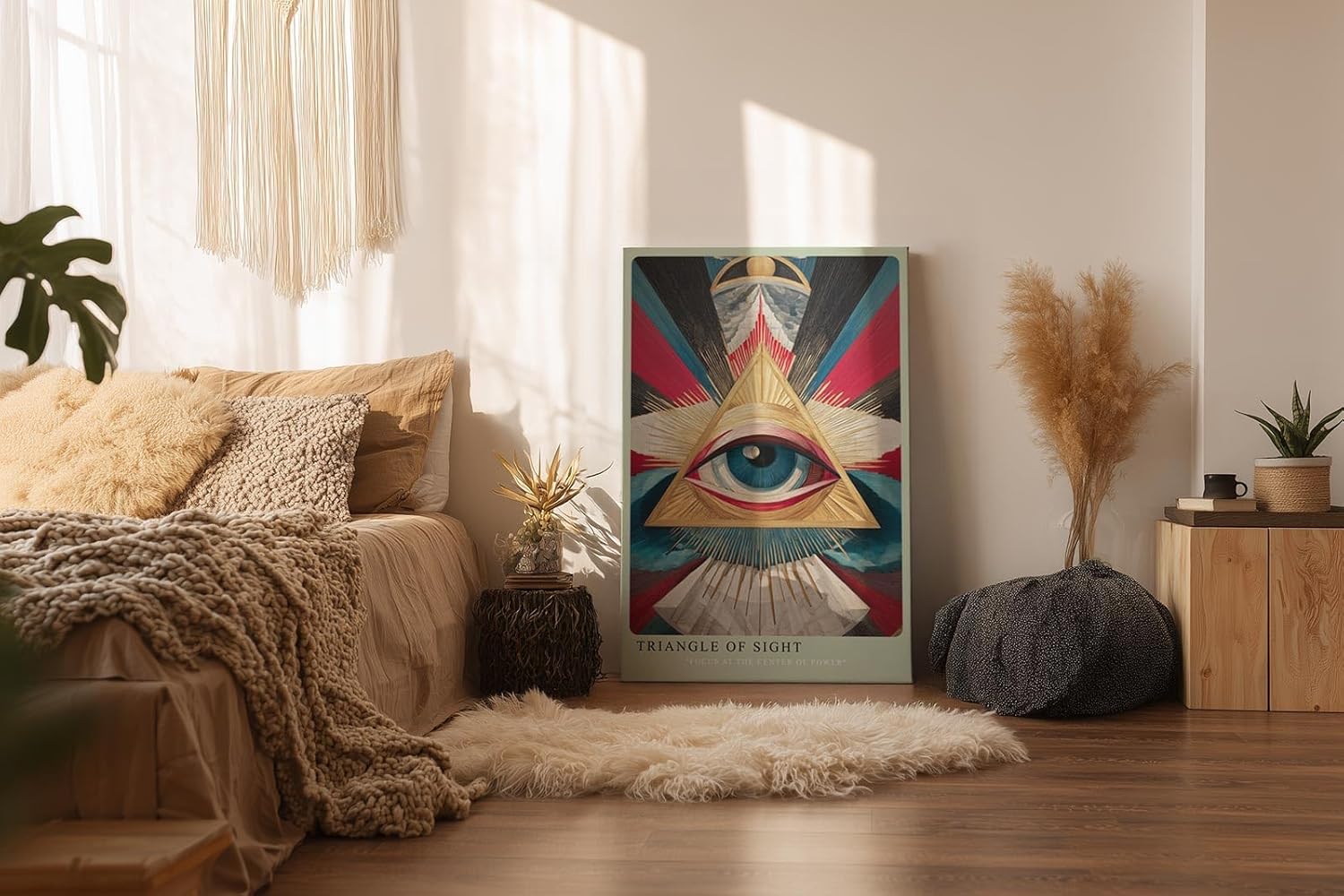 Paul Sinus Wandbild in 40x60cm Triangle of Sight Geometrisches Auge im goldenen Dreieck