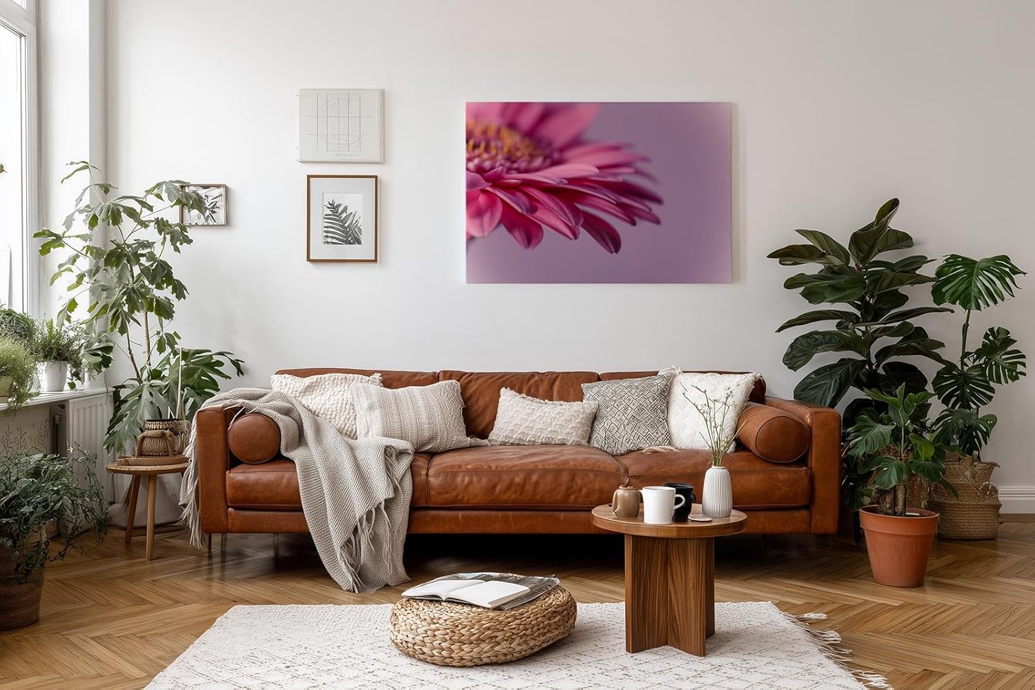 Sinus Art Wandbild 120x80cm Faszinierende Nahaufnahme einer rosa Blüte für eine elegante und ruhige Raumwirkung