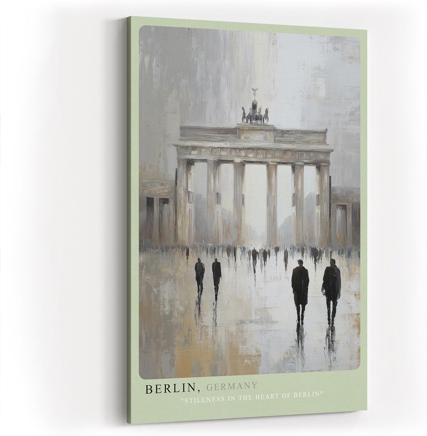 Paul Sinus Wandbild in 40x60cm Berlin Germany Brandenburger Tor in impressionistischem Stil mit Figuren in regennasser Straße