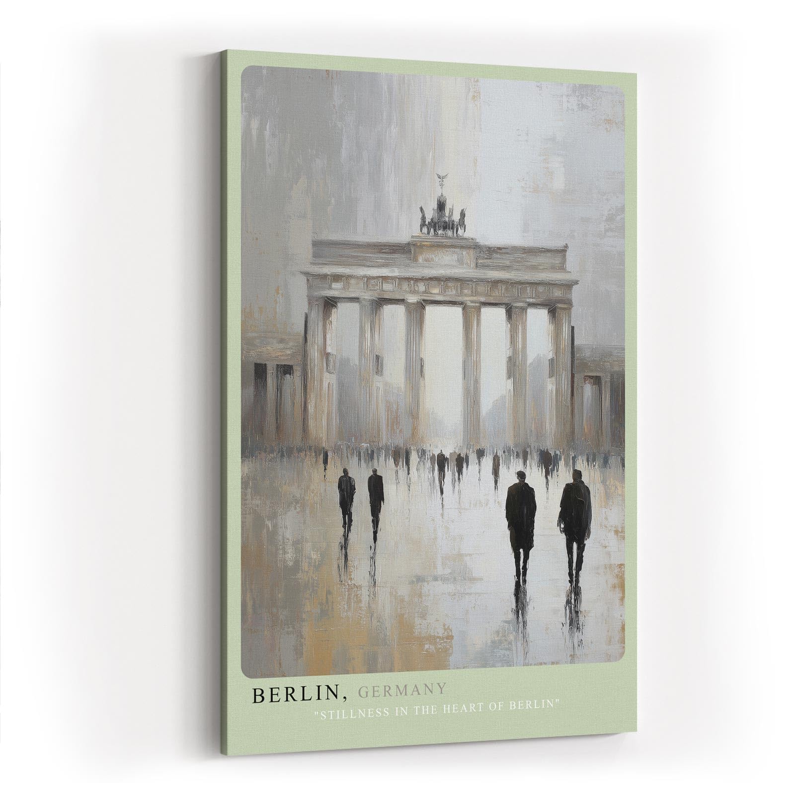 Paul Sinus Wandbild in 40x60cm Berlin Germany Brandenburger Tor in impressionistischem Stil mit Figuren in regennasser Straße