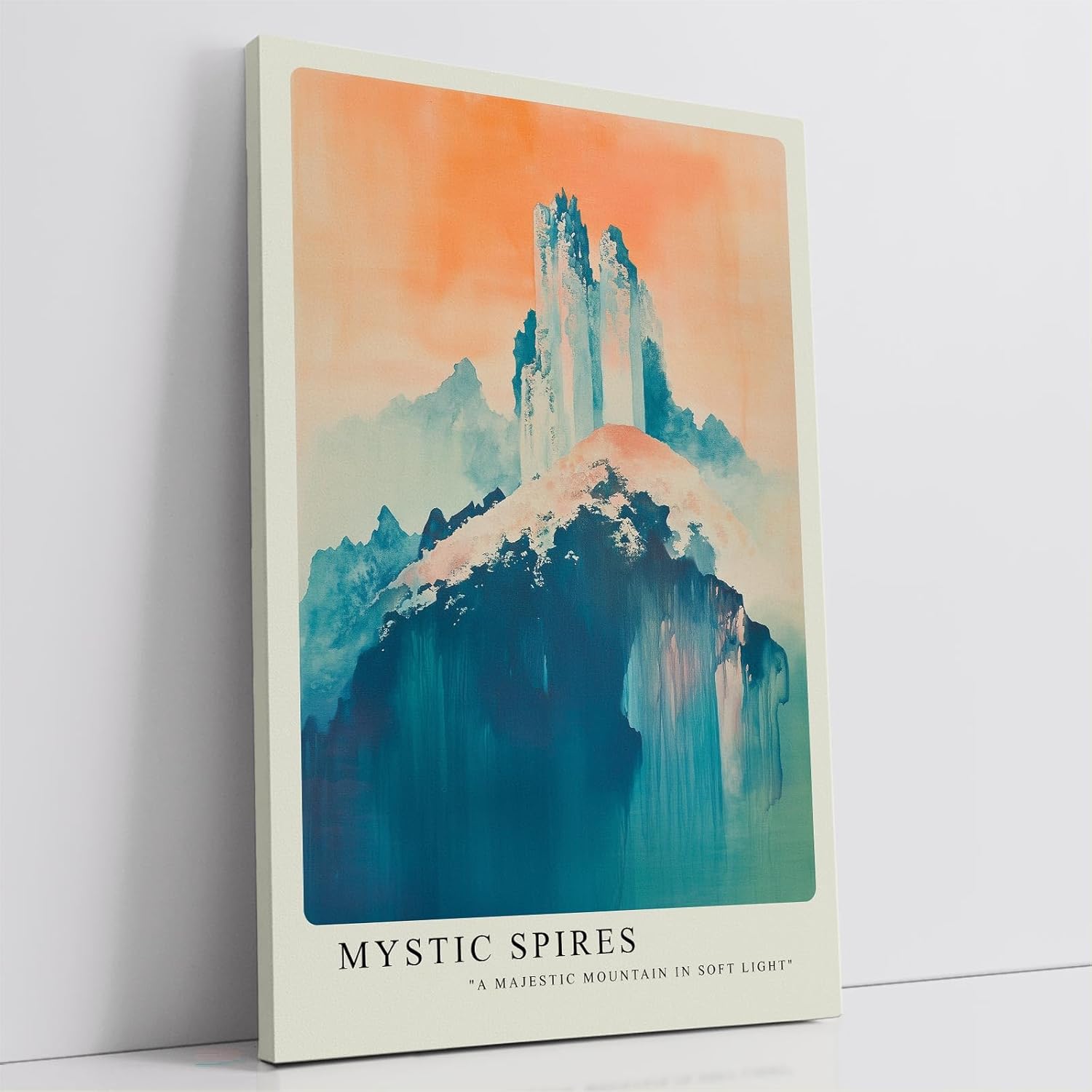 Paul Sinus Leinwandbild 80x120cm mystische Bergspitzen in sanften Farben mit verträumter Lichtstimmung – kunstvolles Leinwandbild