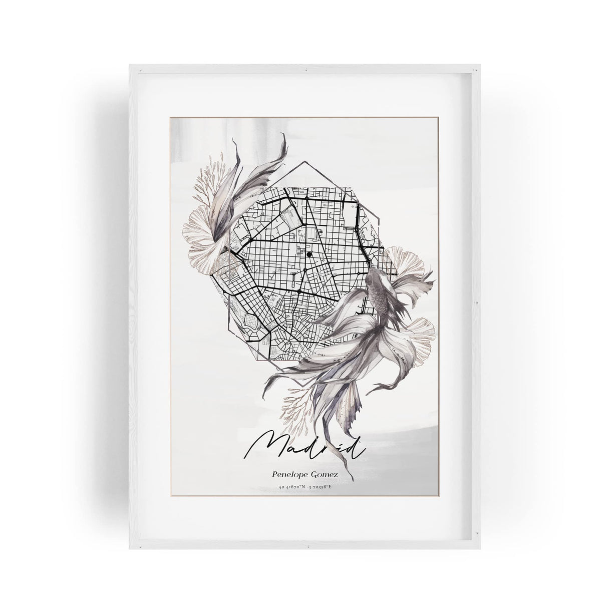 Paul Sinus Bilderrahmen individuell gestaltet mit deinen GPS Koordinaten und Namen. 30cm x 42cm Holz Wechselrahmen mit Glas und Passepartout. Einzigartige Geschenkidee.. (ohne Rahmen)