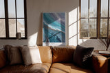 Paul Sinus Wandbild in 40x60cm Chemical Wave Abstrakte Fließstrukturen in Blauund Türkistönen