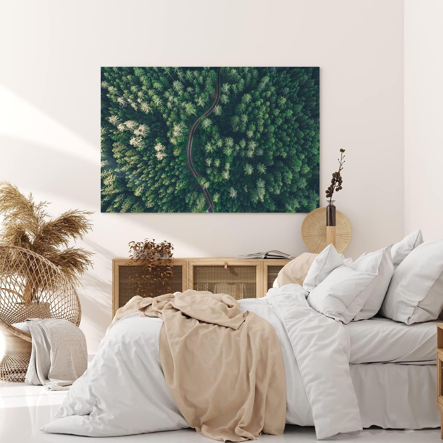 Paul Sinus Wandbild 120x80cm Wald aus der Vogelperspektive Tannenwald Waldstraße