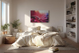 Sinus Art Wandbild 120x80cm Künstlerische Darstellung einer roten Blüte mit Lichtakzenten und unscharfen Strukturen