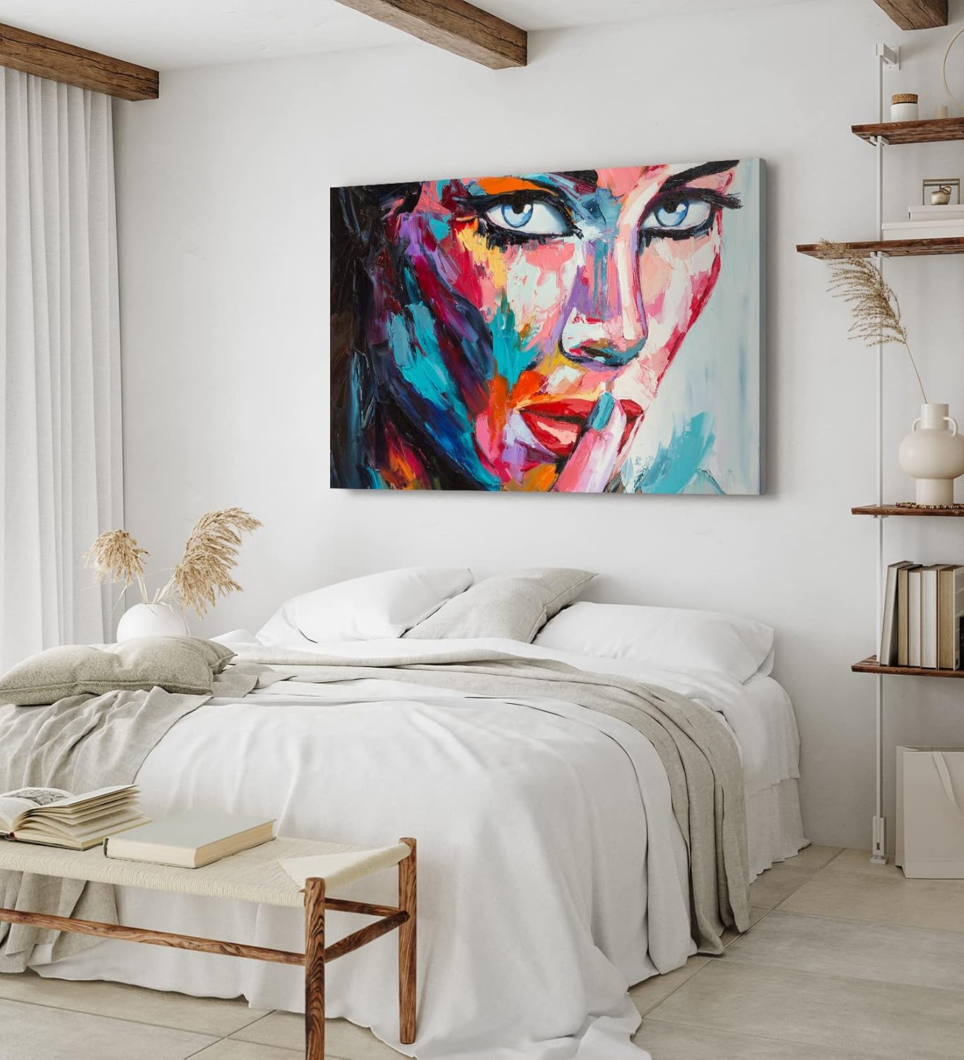 Wandbild 120x80cm Porträt einer jungen Frau Feminin Farbenfroh Abstrakt