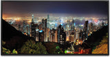 Hong Kong Wolkenkratzer Skyline ca. 130x70cm Wandbild inklusive Schattenfugenrahmen schwarz - Panorama Leinwand Bild XXL Format Wandbilder Wohnzimmer Wohnung Deko Kunstdrucke
