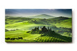 Sinus Art Wandbild 120x80cm Leuchtend grüne Weinberge und Hügel mit typischen Zypressen und Villa