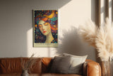 Paul Sinus Wandbild in 40x60cm Eclipse of Thought Künstlerisches Frauenporträt mit bunten, kreisförmigen Mustern im Haar für lebendige und inspirierende Raumgestaltung