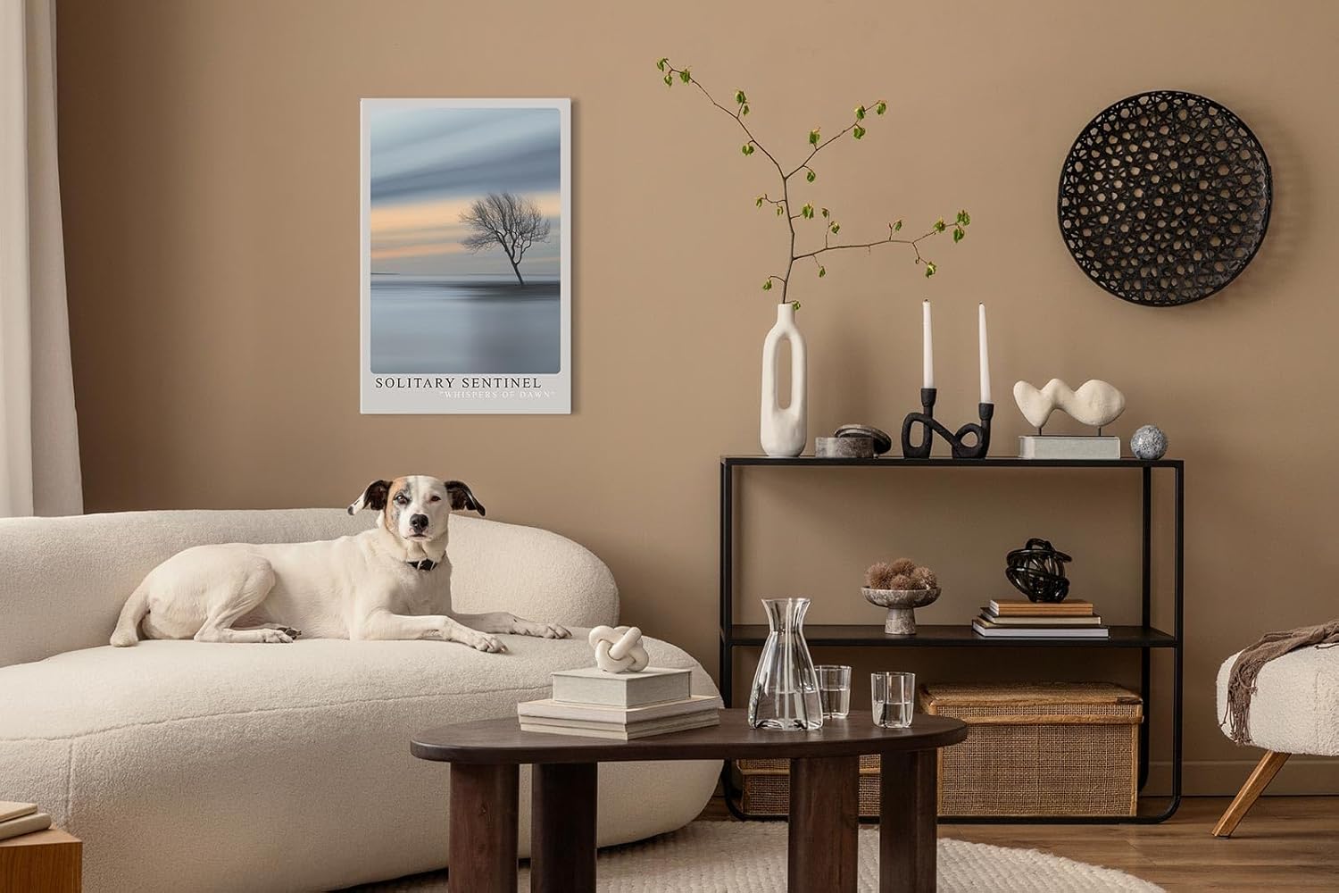 Paul Sinus Leinwandbild 40x60cm minimalistische Landschaft mit einsamem Baum und sanften Farbverläufen, beruhigende Wandkunst