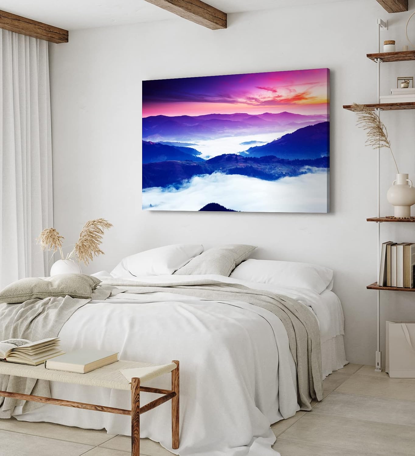 Paul Sinus Wandbild 120x80cm Berge Wolken Himmel Abendröte Blau Kunstvoll