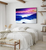 Paul Sinus Wandbild 120x80cm Berge Wolken Himmel Abendröte Blau Kunstvoll