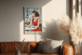 Paul Sinus Wandbild in 40x60cm The Taste of Paris Bilder einer Frau im roten Kleid auf einer Pariser Terrasse mit Blick auf den Eiffelturm