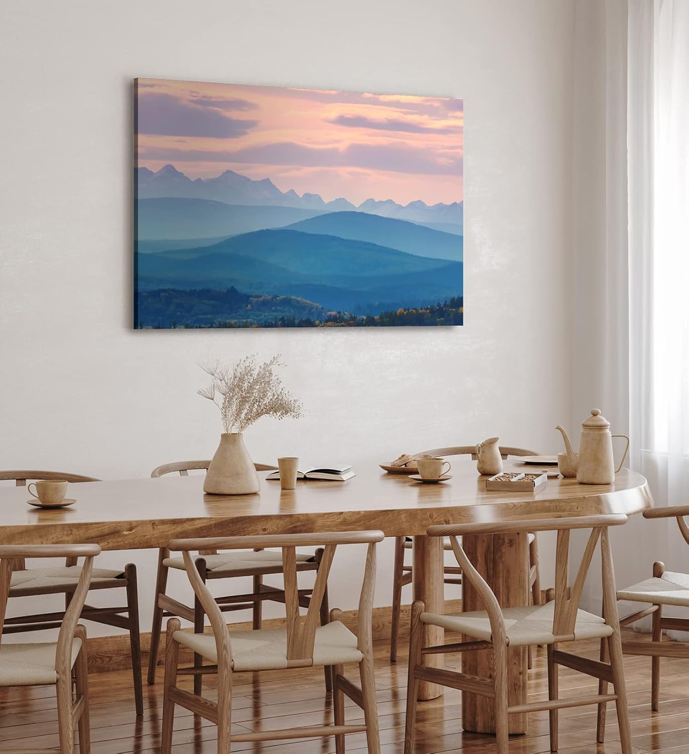 Paul Sinus Wandbild 120x80cm Gebirge Berglandschaft Sonnenuntergang Hügel Blau