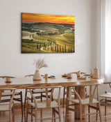 Paul Sinus Wandbild 120x80cm Italien Toskana Landschaft Sonnenuntergang roter Himmel