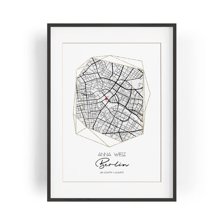 Paul Sinus Bilderrahmen anpassbar mit deinen GPS Koordinaten und Namen. 30cm x 42cm Holz Wechselrahmen mit Glas und Passepartout. Einzigartiges Geschenk. (ohne Rahmen)