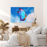 Paul Sinus Wandbild 120x80cm Blauer Schmetterling Pusteblume Frühling blauer Himmel